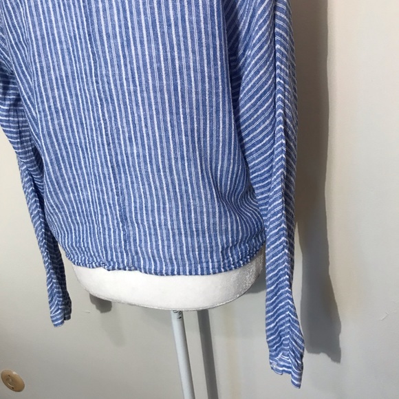 Rails Sloane Azure Stripe Button Down Tie Front Light Blue White Large - Picture 7 of 16